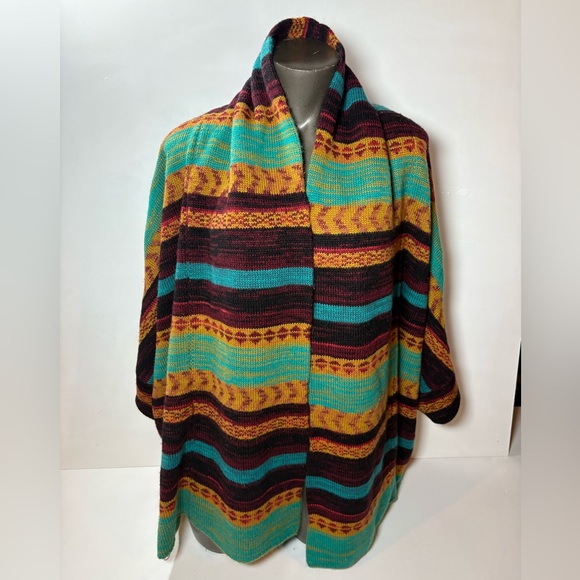 Billabong Sweaters - Billabong Southwestern Striped Open Front Sweater - Oversized Boho